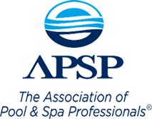 APSP logo for The Association of Pool & Spa Professionals in blue and white