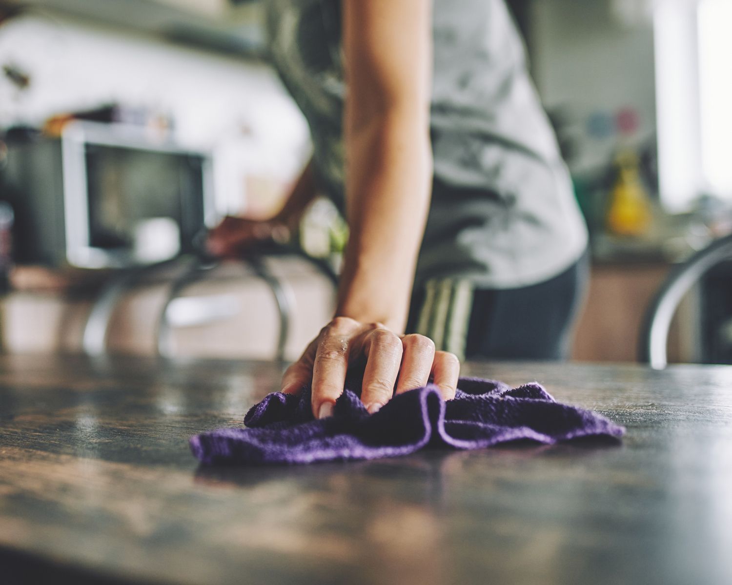 Wiping Kitchen Countertop — East Hartford, CT — JJs Cleaning Service LLC