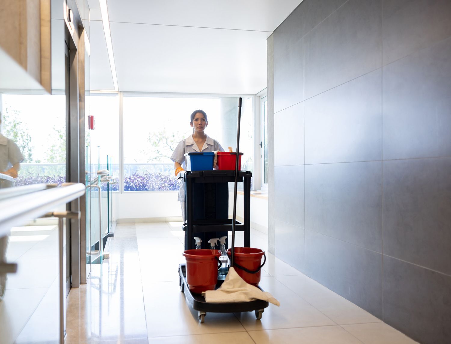 Professional Cleaner Working At A Hospital — East Hartford, CT — JJs Cleaning Service LLC