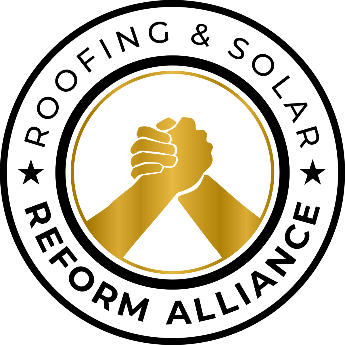 A logo for the roofing and solar reform alliance