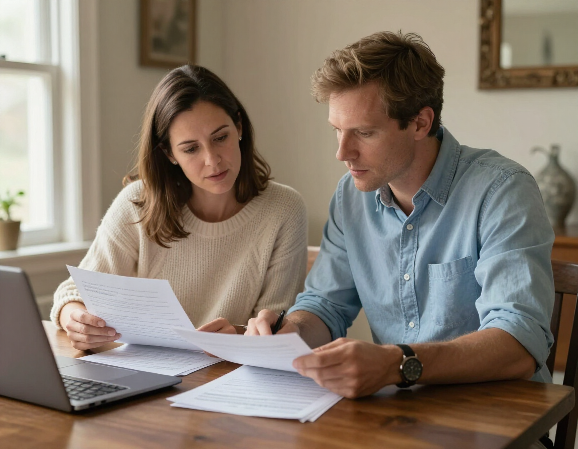 Couple reviewing inherited account documents together