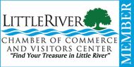 Little River Chamber of Commerce and Visitors Center logo with blue wave, green tree, and “Member” text