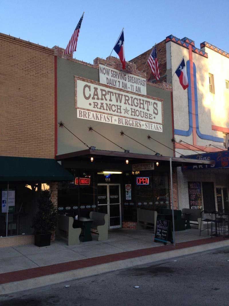 Cartwright 's ranch house is located in a small town