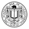 A black and white image of the seal of the state of california.