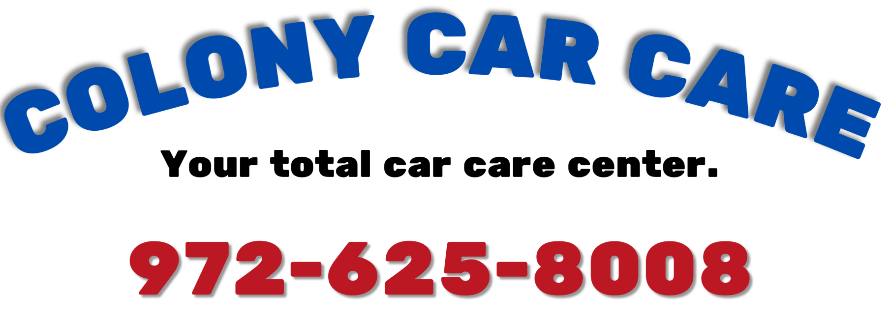 A logo for colony car care your total car care center