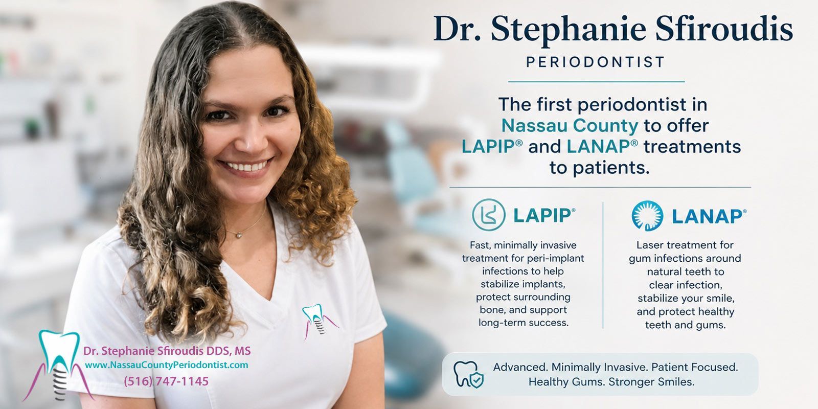 Laser Gum Surgery - Dr. Stephanie Sfiroudis DDS, MS. Laser Gum Surgeon in Nassau County. A Leading Periodontist in Williston Park, NY 11596