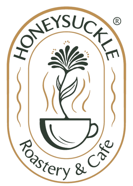 A logo for honeysuckle roastery and cafe