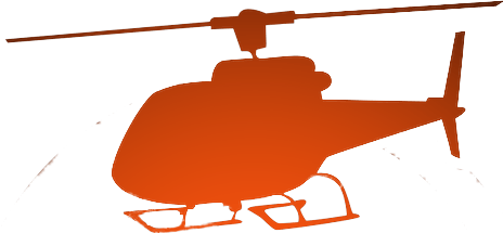 Orange silhouette of a helicopter on a white background