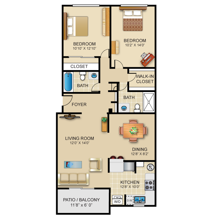 2 bedroom 2 bath