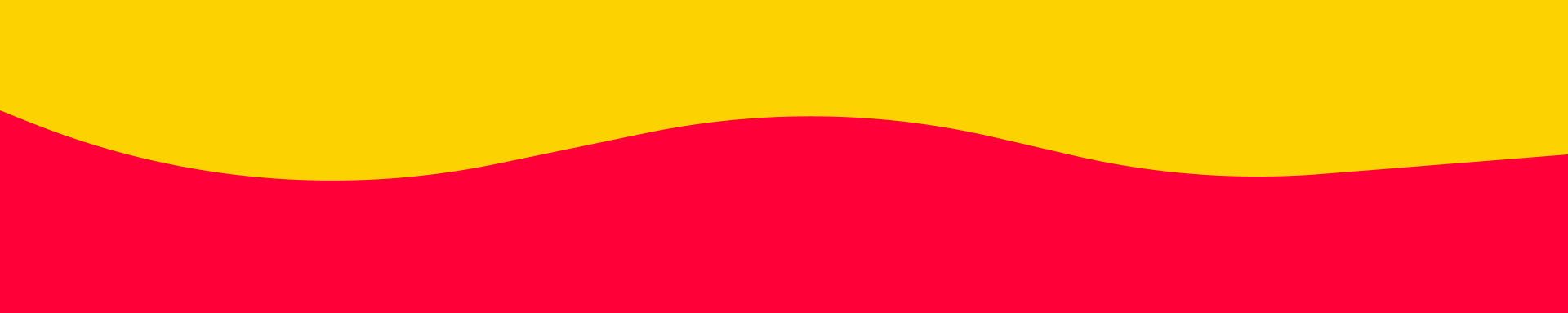 Yellow wavy shape over red background.