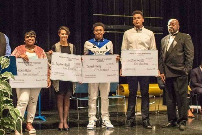 Teenagers receiving certificate Teenagers receiving certificate