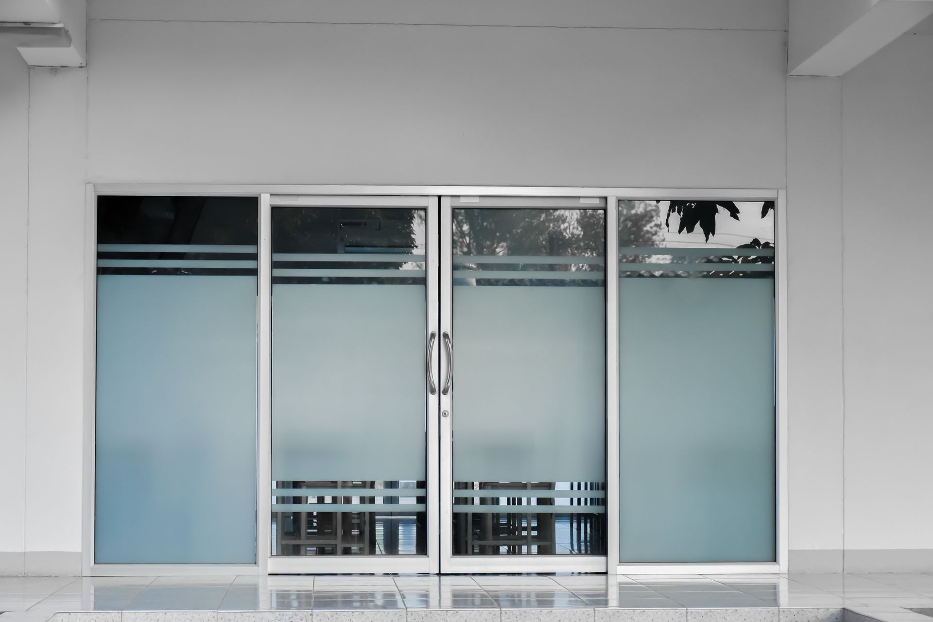 Storefront Glass Doors - Front doors, glass doors, aluminum door of the store and the office.