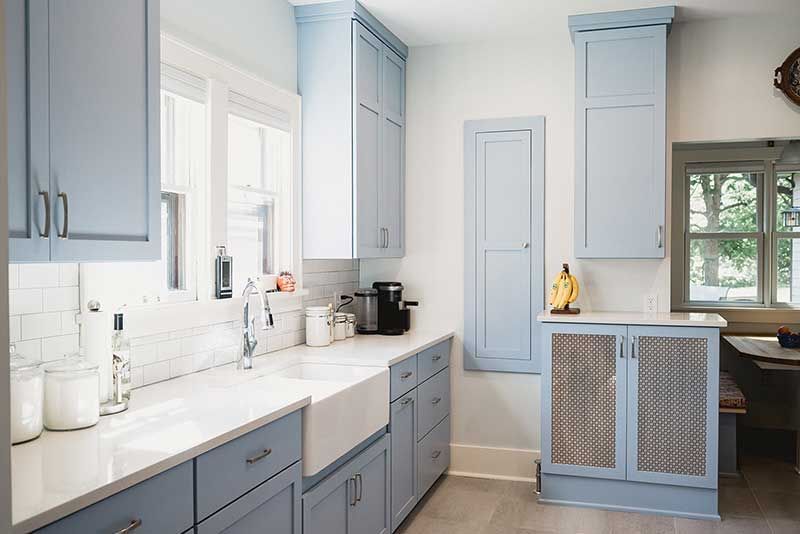 Kitchen with Blue Cabinets | Nerstrand, MN | Nerstrand Custom Cabinets