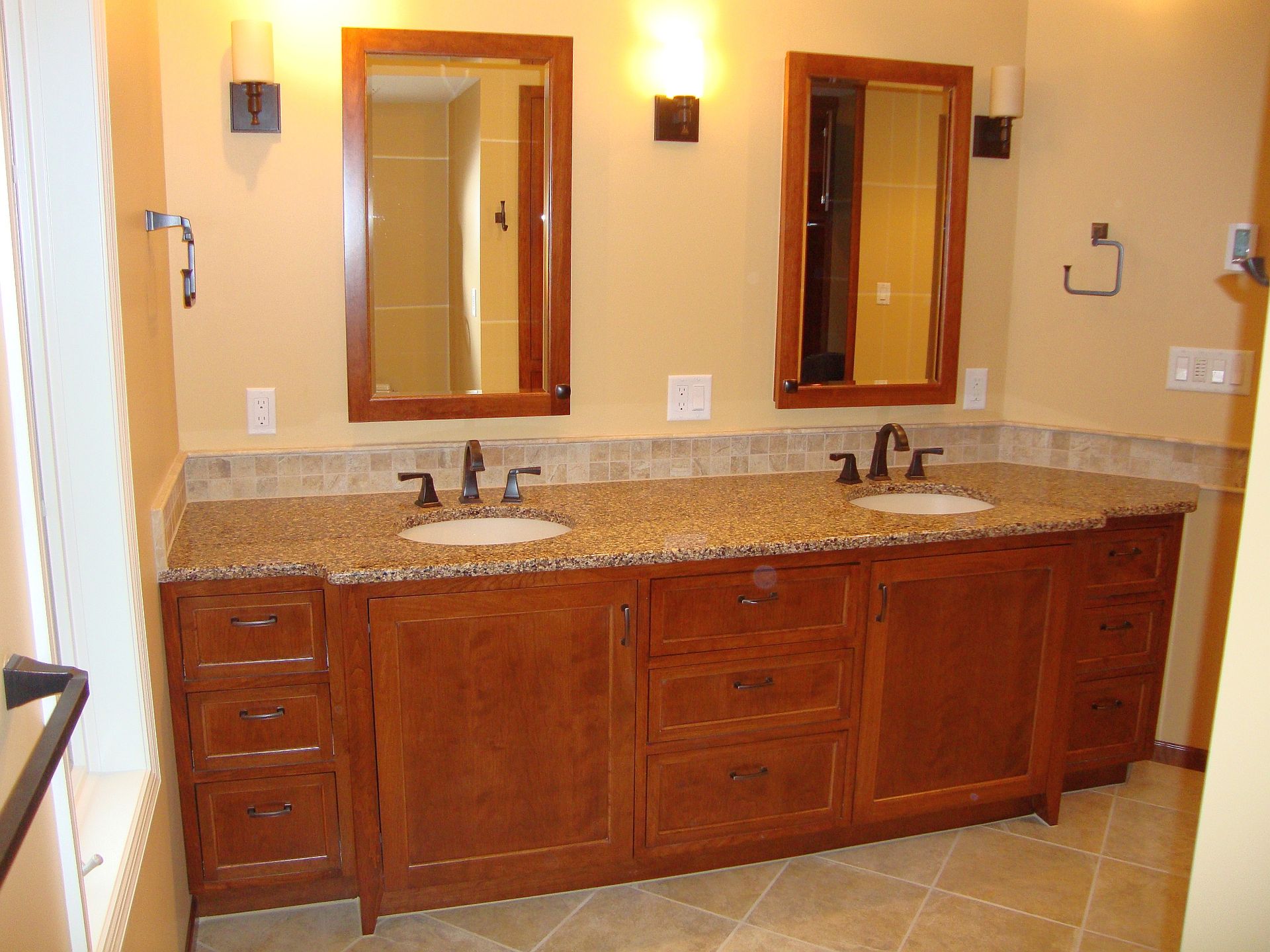 Bathroom with Two Sinks and Cabinets | Nerstrand, MN | Nerstrand Custom Cabinets