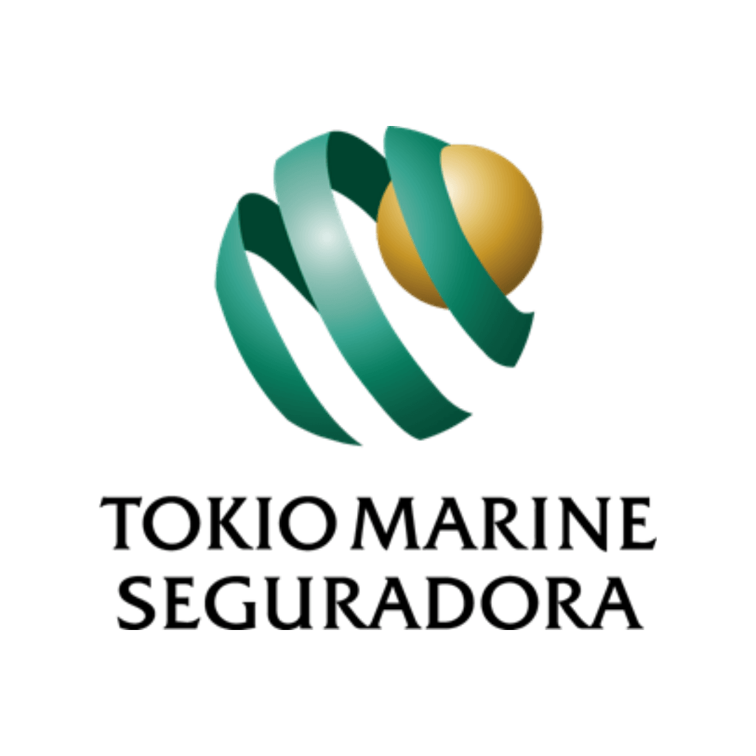 Logotipo da Tokio Marine Seguradora com ícone de fita esférica verde e dourada