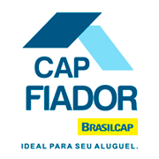 Logo da Cap Fiador Brasilcap em azul, com o texto “Ideal para seu aluguel”.