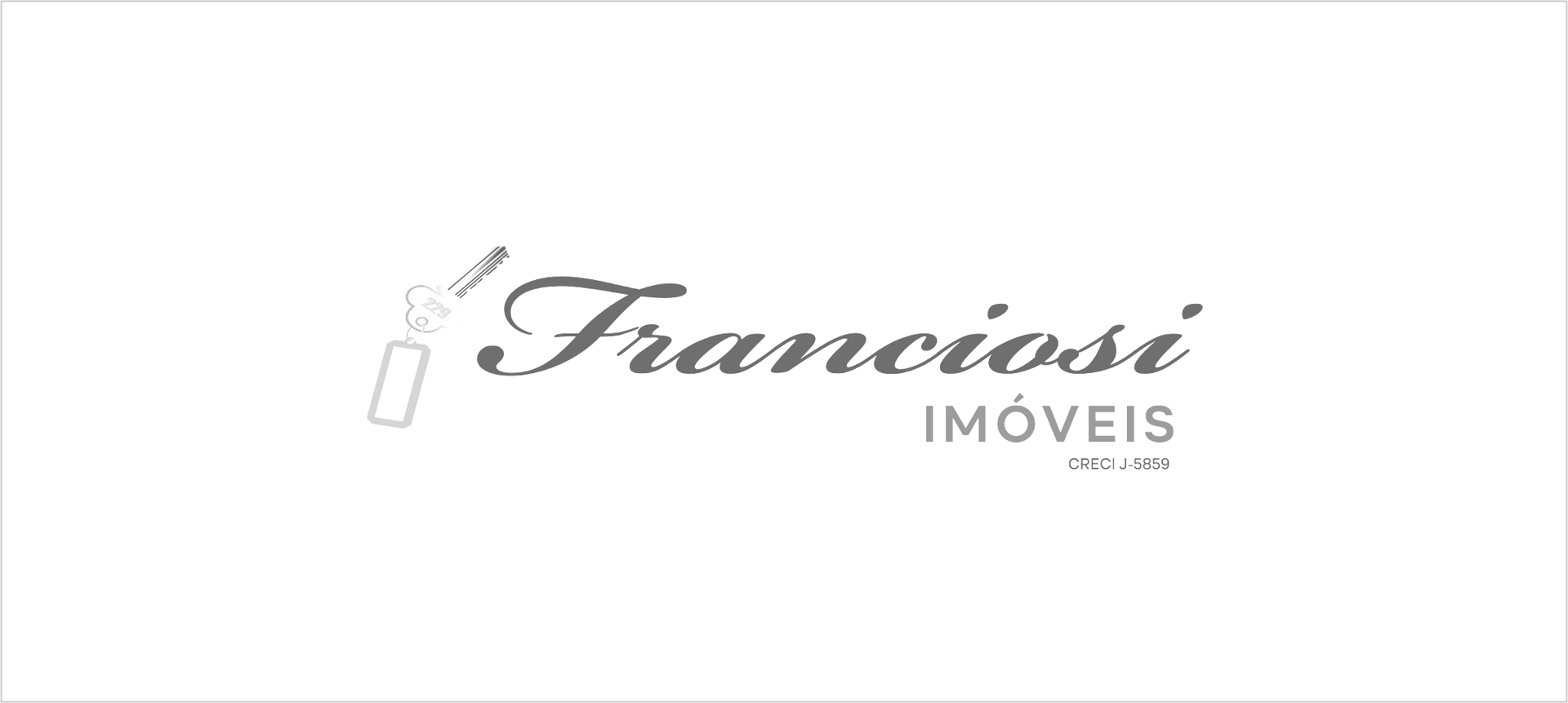 Logotipo da Franciotti Imóveis em elegante escrita cinza sobre fundo branco.