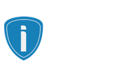 Ícone de escudo azul com um símbolo de informação