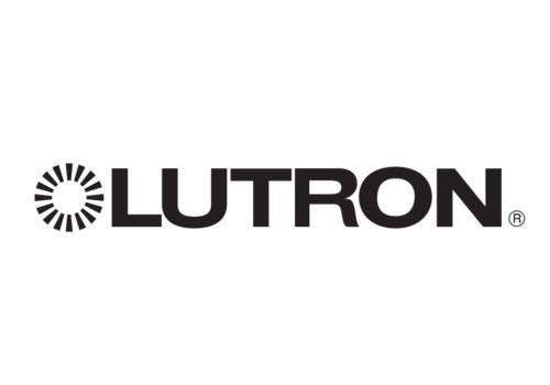 Lutron logo: Black text and sunburst icon on a white background.