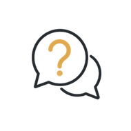 Two overlapping speech bubbles, one with a yellow question mark, on a white background
