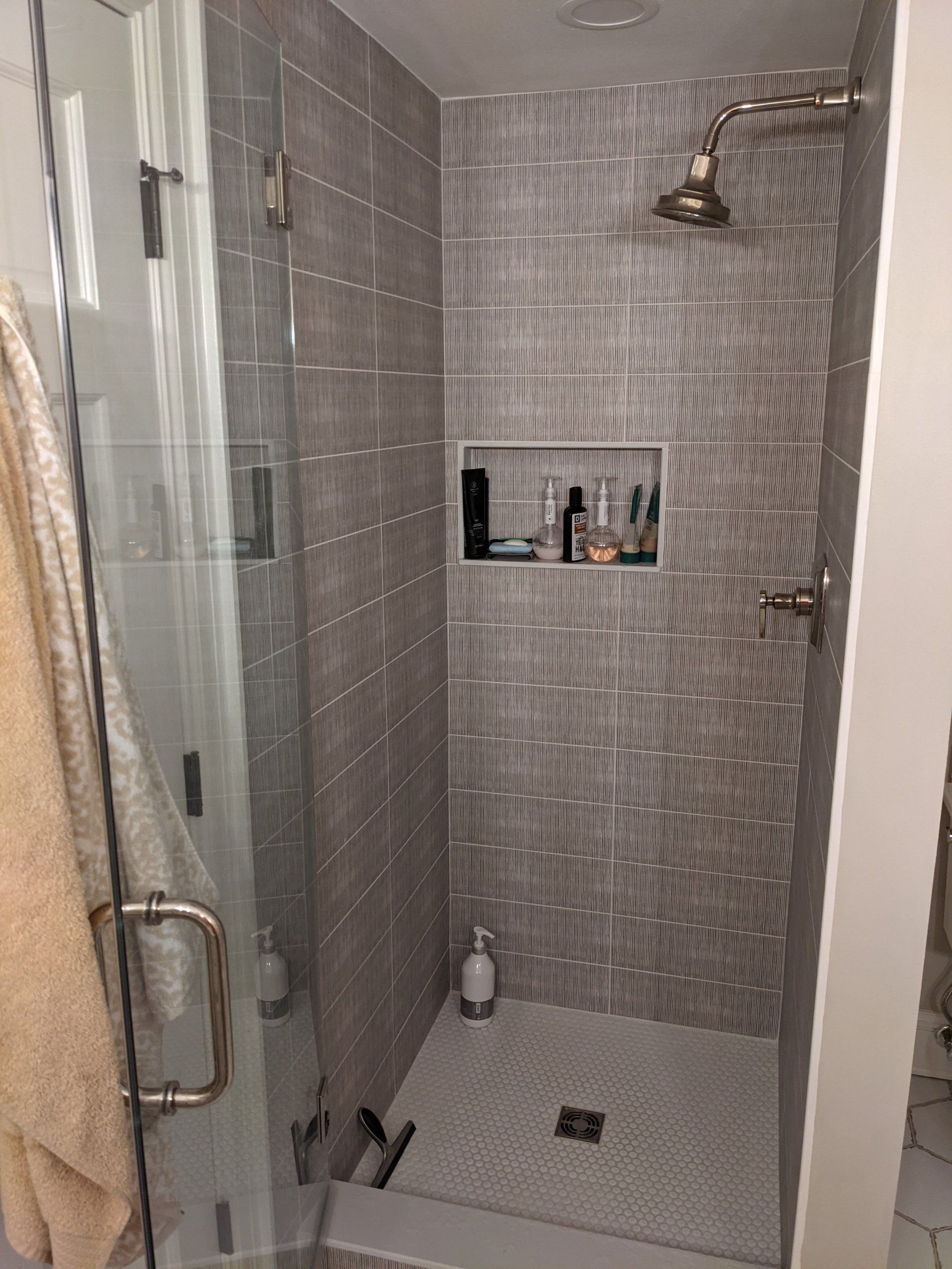 Tiled Shower With Glass Door