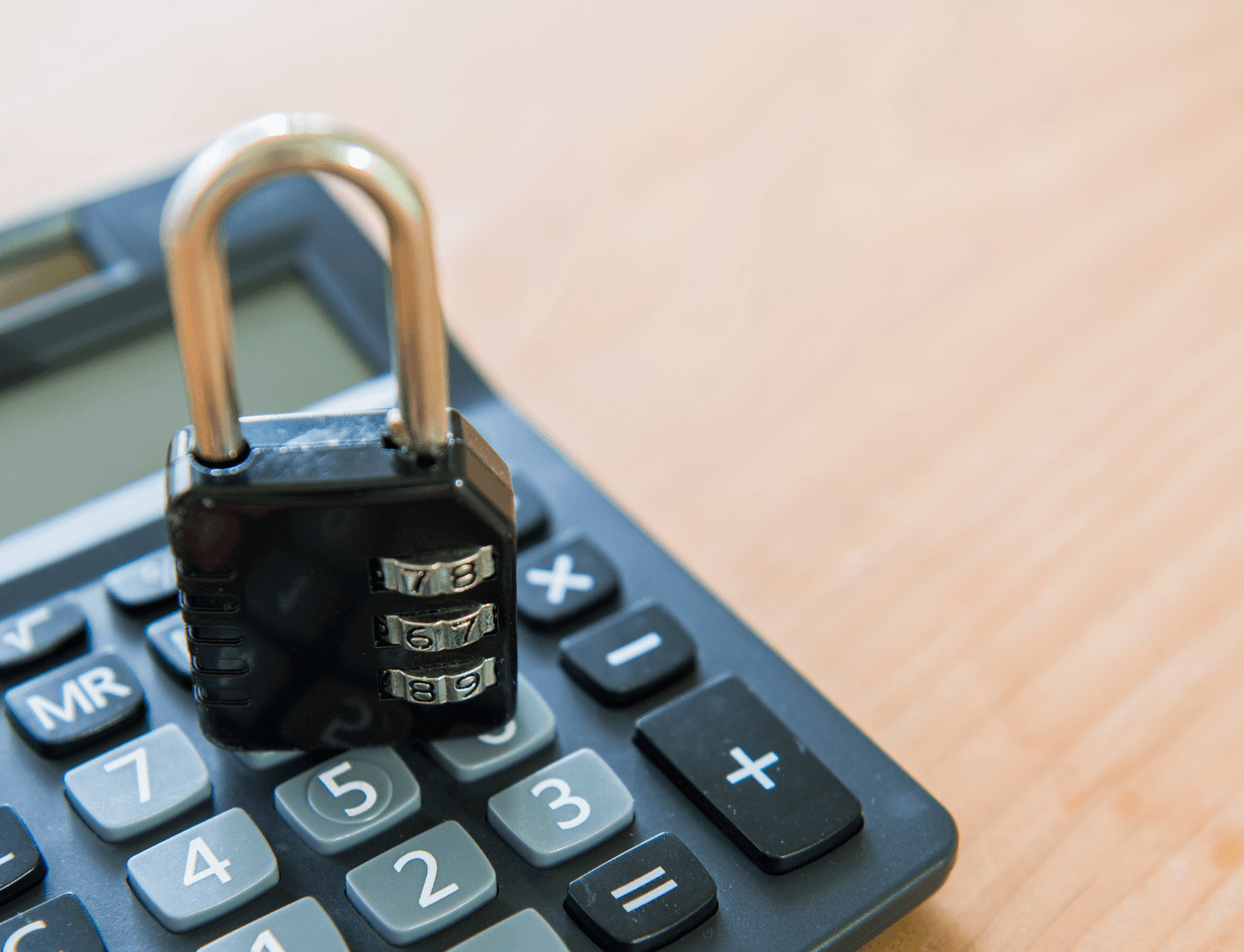 lock and calculator