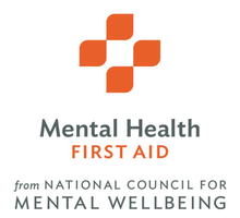 The logo for mental health first aid from national council for mental wellbeing