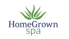The homegrown spa logo has a green aloe vera plant on it.