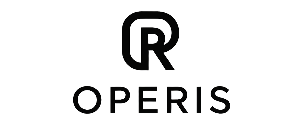 Het logo van Operis, met een gestileerde 