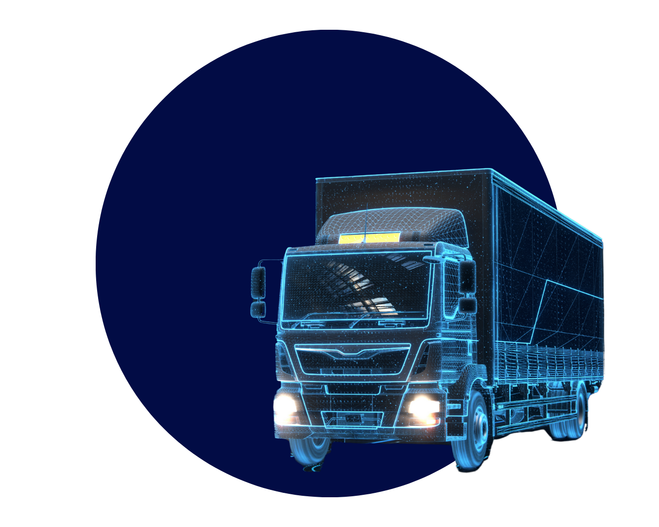 Vrachtwagen met blauw vlak