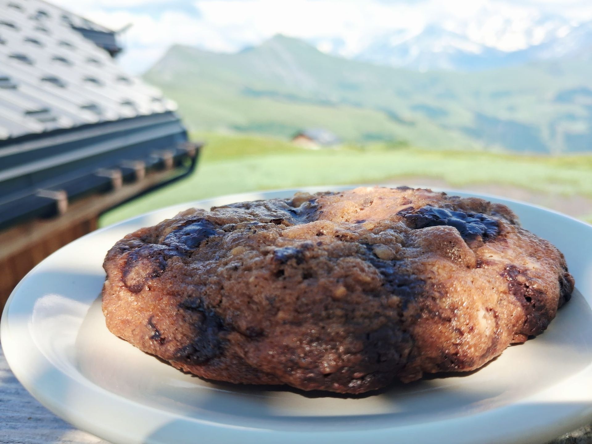 Cookie maison noisettes et chocolat du Patafan, dessert savoyard aux Saisies