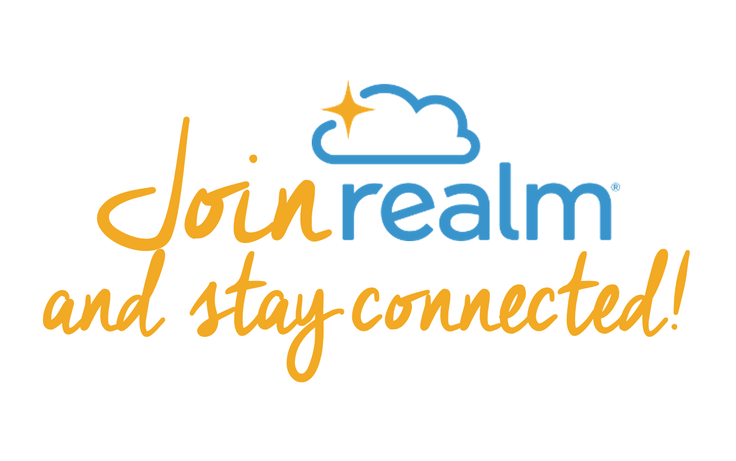 A logo for a company called join realm and stay connected