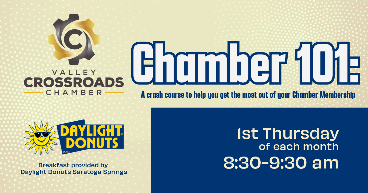 An advertisement for chamber 101 a course to help you get the most out of your charter membership
