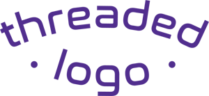A purple logo for threaded logo is on a white background.