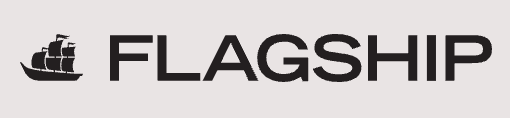 A logo for flagship with a sailboat on it