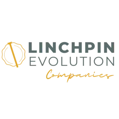 A logo for linchpin evolution companies with a gold circle