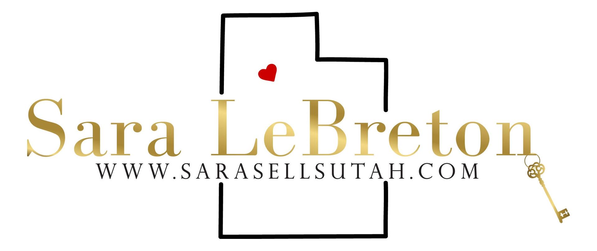 The logo for sara le breton shows a heart and a key.