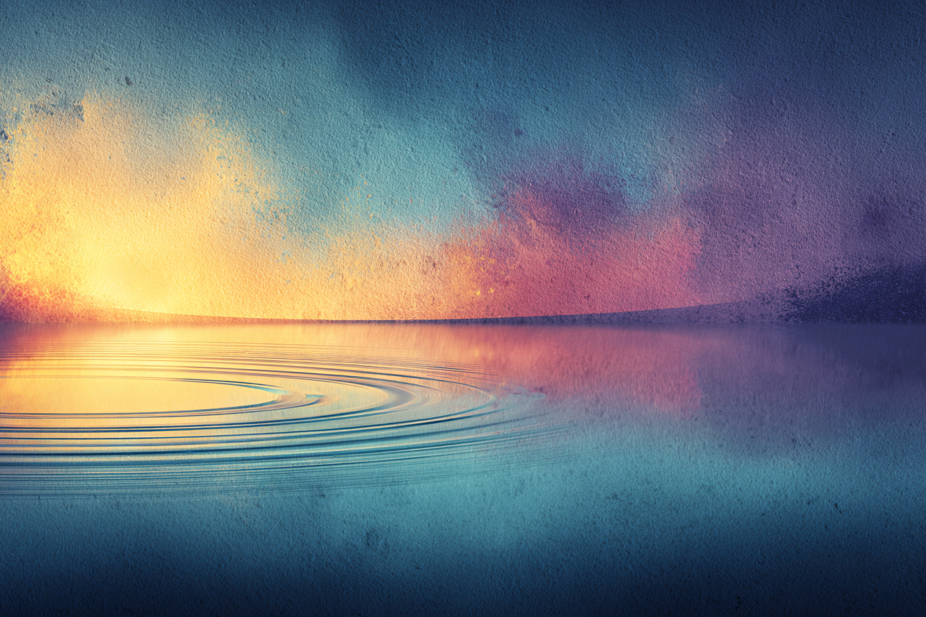 Calm water reflecting peaceful horizon illustrating steady nonprofit leadership that models composure during organizational uncertainty