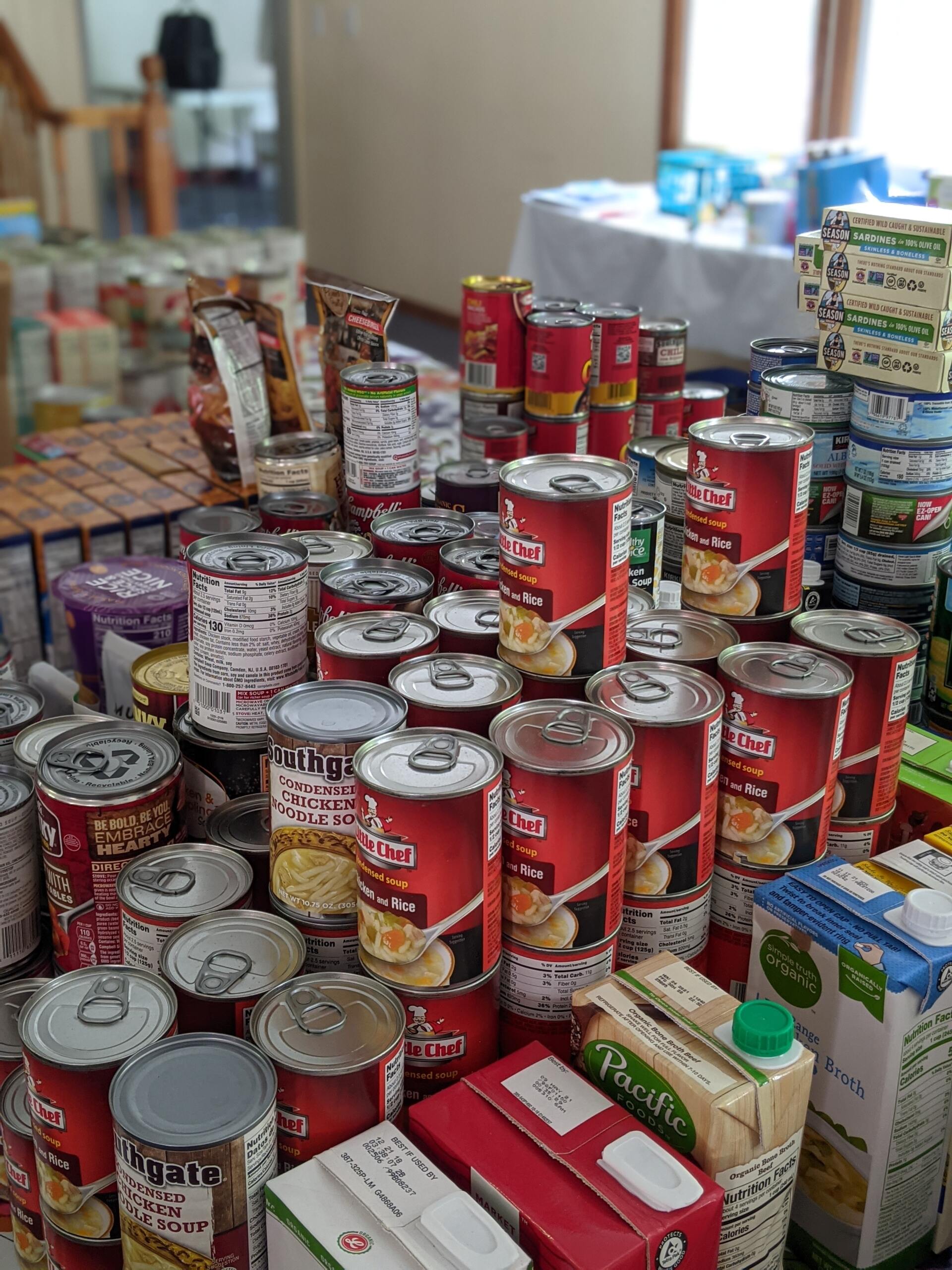 Emergency supplies including canned food