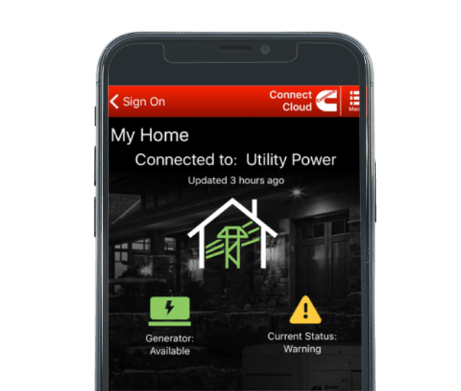 The Cummins Cloud Connect App Monitors your generator.