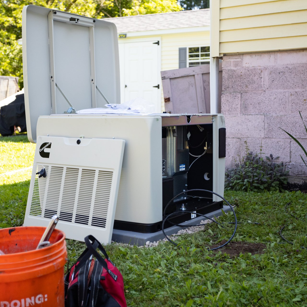 Partially installed Cummins standby generator.