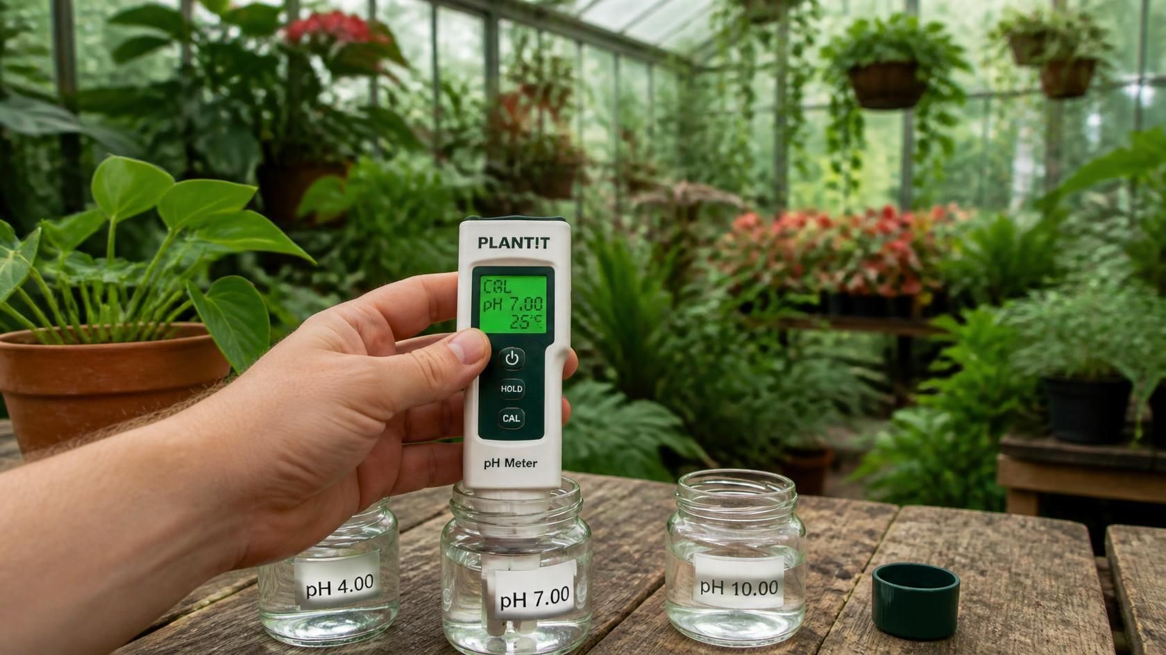Check the pH and EC in a hydroponic grow room