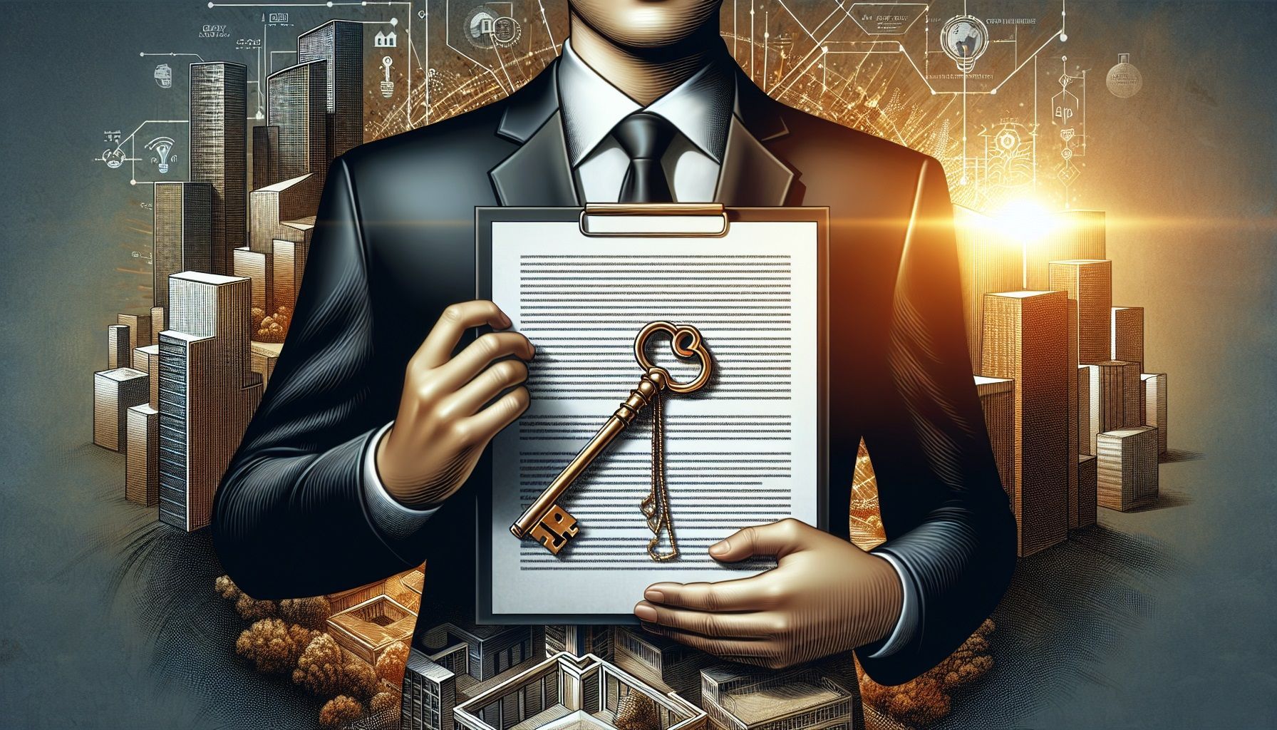 Illustration of a key person holding a life insurance policy