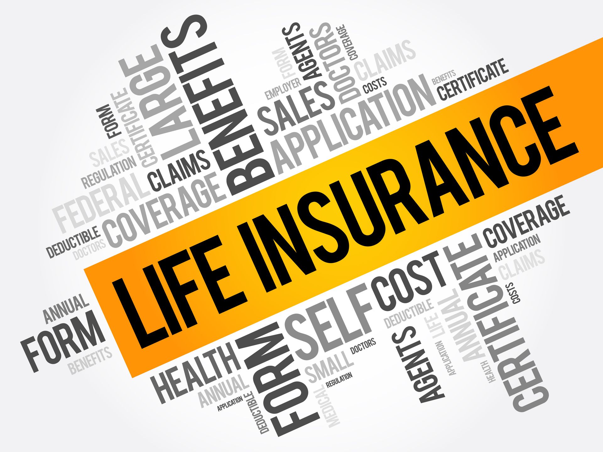 life insurance word cloud A life insurance word cloud on a white background.