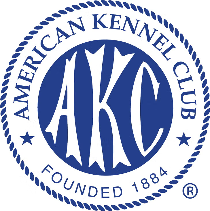 American Kennel Club logo: blue and white emblem with 