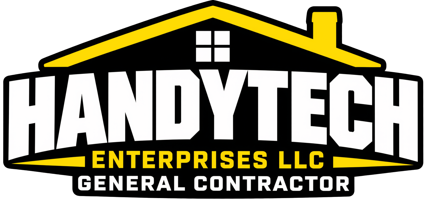 HANDYTECH Enterprises Inc. general contractor logo in black, white, and yellow
