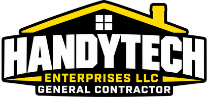 HANDYTECH Enterprises Inc. general contractor logo in black, white, and yellow