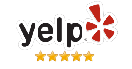 A yelp logo with five stars on it