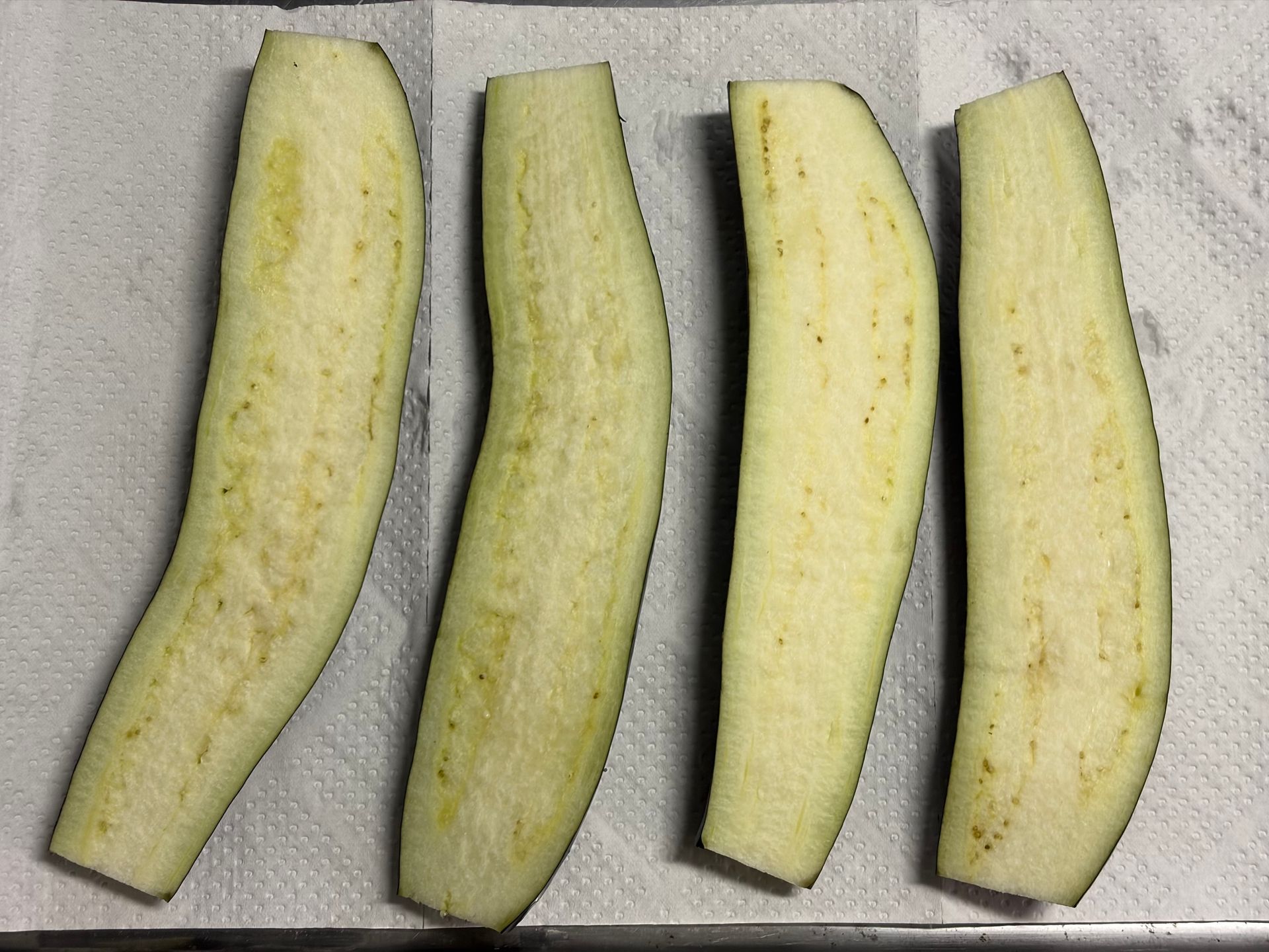 horizontally cut eggplants