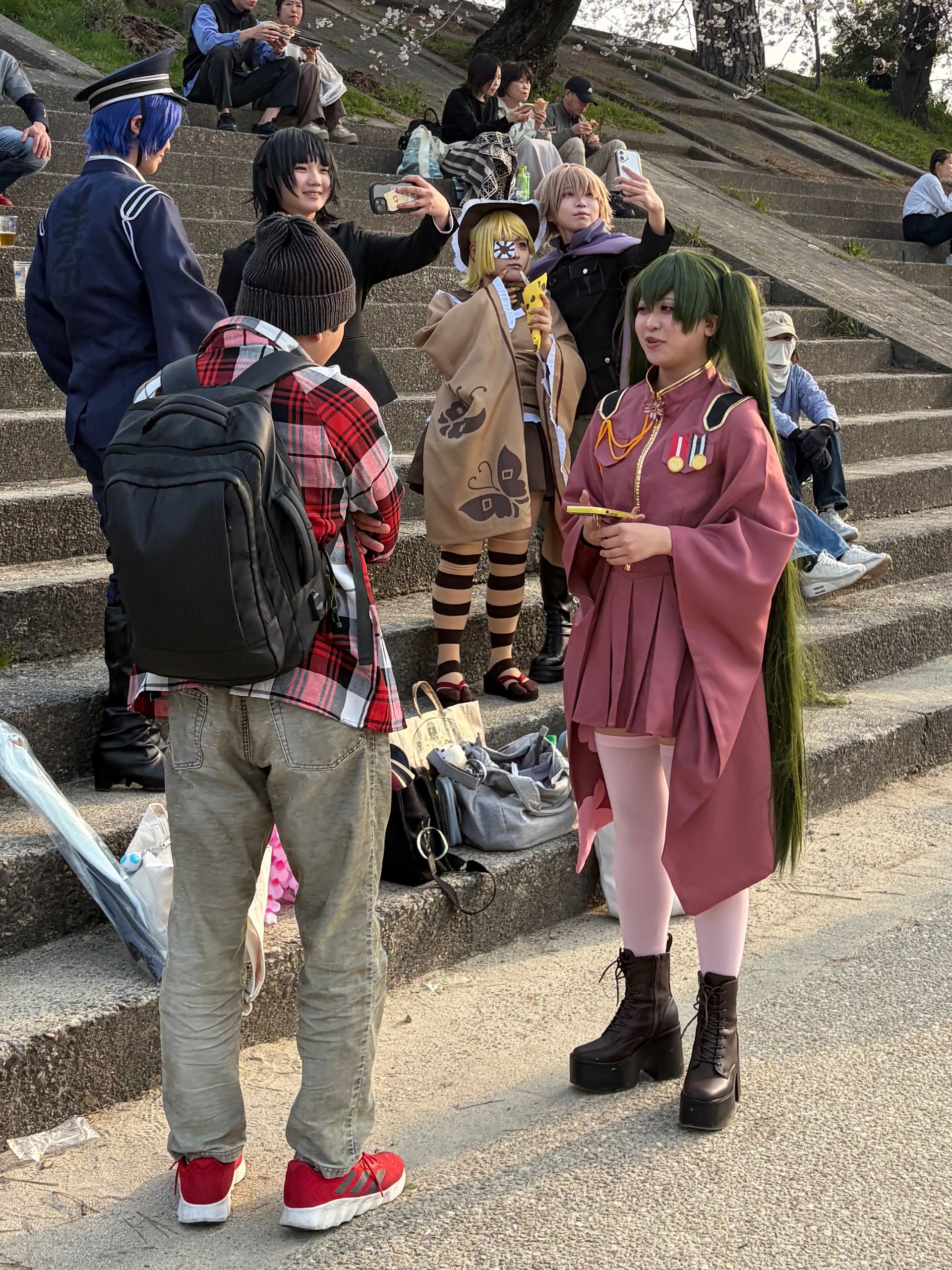 Cosplayers resting 